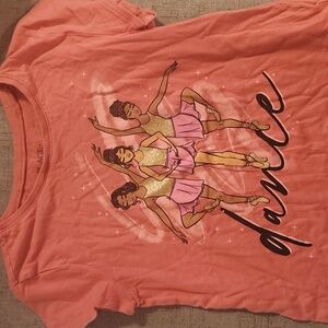 Children's Place watermelon colored shirt featuring ballerinas "dance"